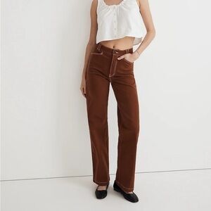 Madewell Emmett Wide-Leg Pants Garment-Dyed Clifftop Brown size 27 NM363